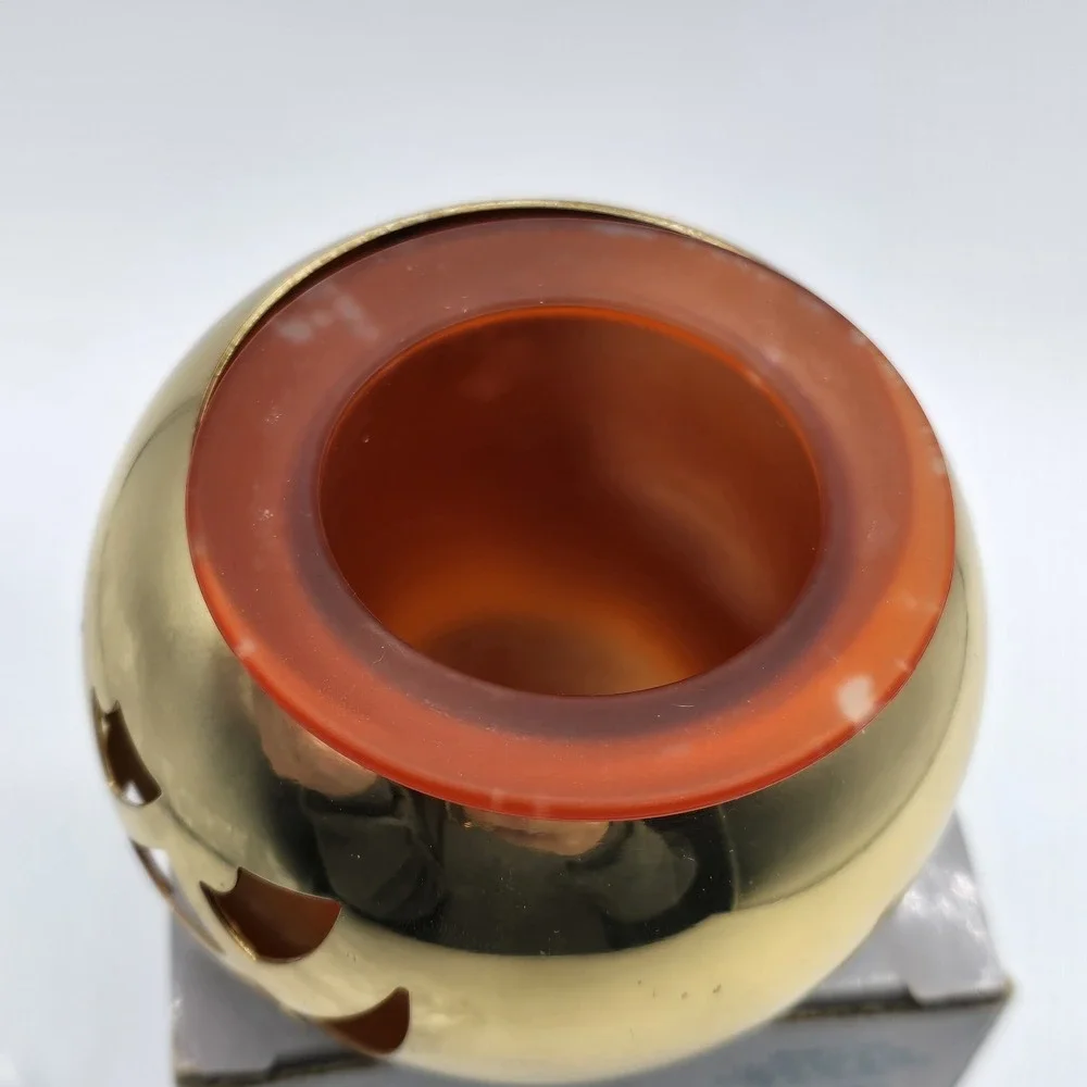 PartyLite  P0138 Brass Jack-O-Lantern Votive‎ Candle Holder - W/Box - Halloween